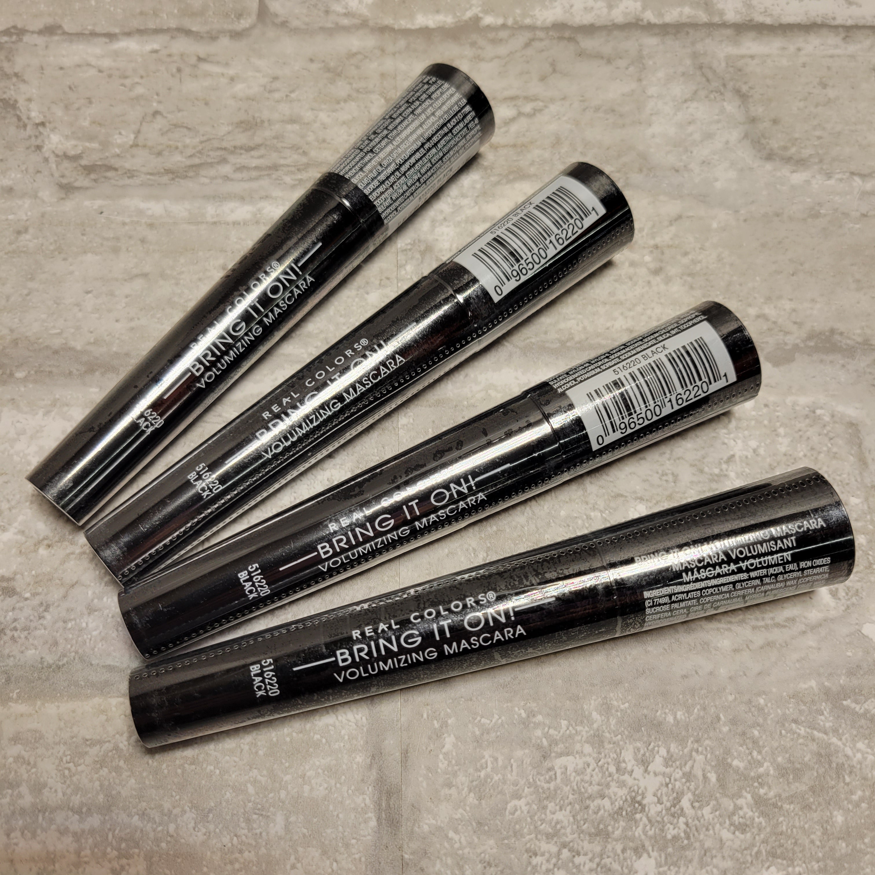 Real Colors Bring It On! Volumizing Mascara .4 fl oz each, Black, Lot of 4 (8061503668462)